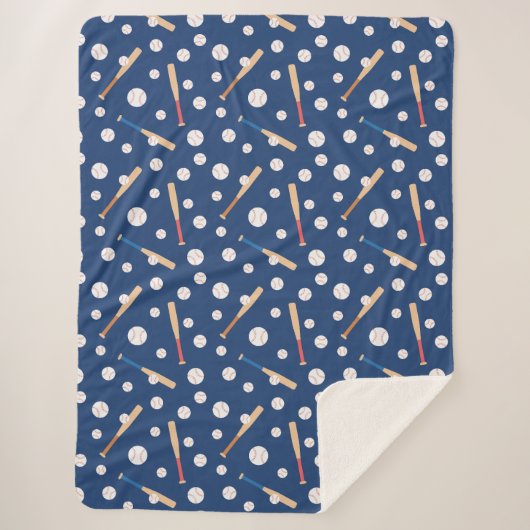 Baseball- en Bat-sportpatroon Sherpa Deken (Voorkant)