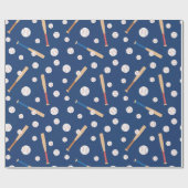 Baseball en Bat Sports Pattern Birthday Cadeaupapier (Vlak)