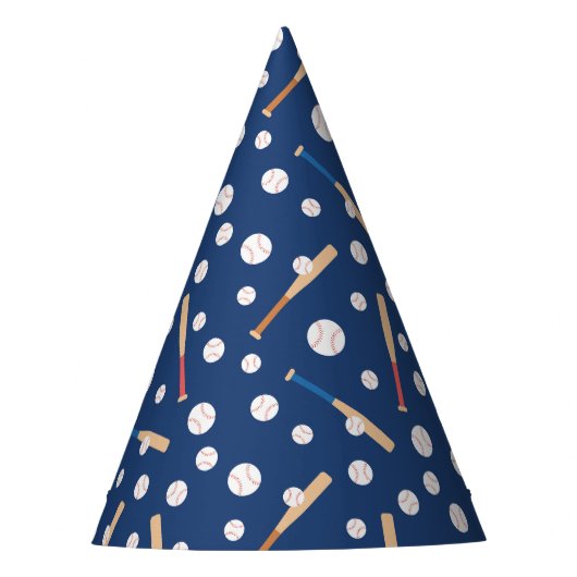 Baseball en Bat Sports Pattern Birthday Feesthoedjes (Voorkant)