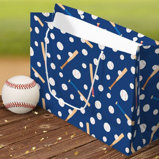 Baseball en Bat Sports Pattern Birthday Groot Cadeauzakje