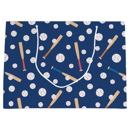 Baseball en Bat Sports Pattern Birthday Groot Cadeauzakje (Voorkant)