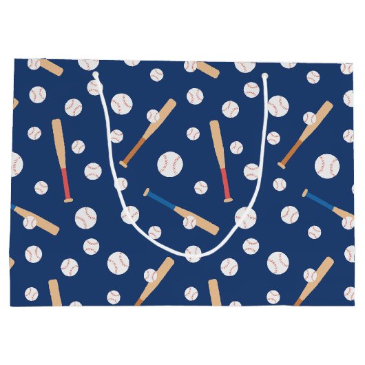 Baseball en Bat Sports Pattern Birthday Groot Cadeauzakje (Achterkant)