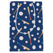 Baseball en Bat Sports Pattern Birthday Medium Cadeauzakje (Voorkant)
