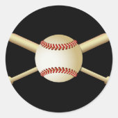 BASEBALL EN BATS RONDE STICKER (Voorkant)