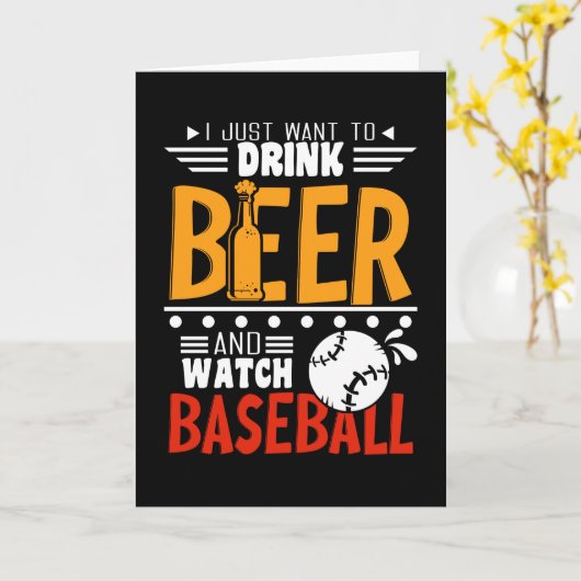 Baseball en bier kaart (Gele Bloem)