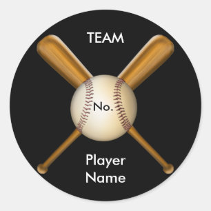 Baseball en gehaakte katten ronde sticker