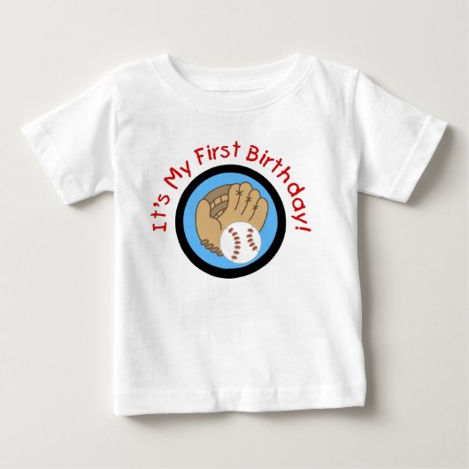 Baseball en Glove 1st Birthday Tshirts en Gifts (Voorkant)