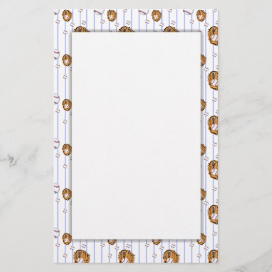 Baseball- en handschoenpatroon briefpapier (Voorkant)