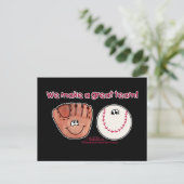 Baseball- en honkbal-handschoen briefkaart (Staand voorkant)