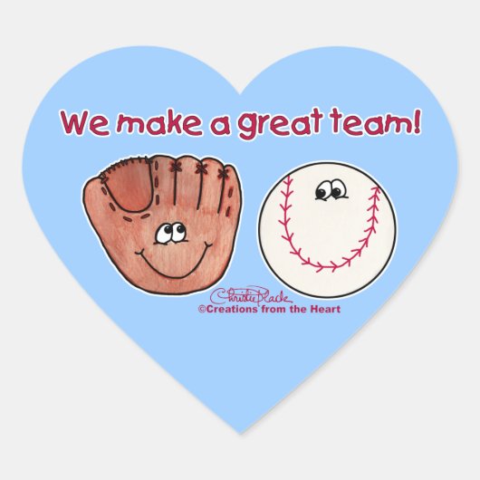 Baseball- en honkbal-handschoen hart sticker (Voorkant)