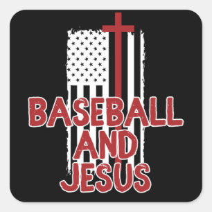 Baseball en Jezus Christelijk Vierkante Sticker