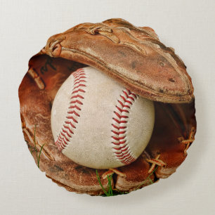 Baseball en Old Mitt in de zomergras Rond Kussen