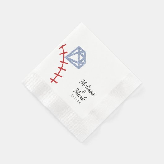 Baseball en Ring Glitter Monogram Napkins Servet (Hoek)