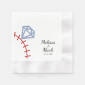 Baseball en Ring Glitter Monogram Napkins Servet (Voorkant)