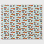 Baseball Equipment Illustrated Pattern Cadeaupapier (Vlak)