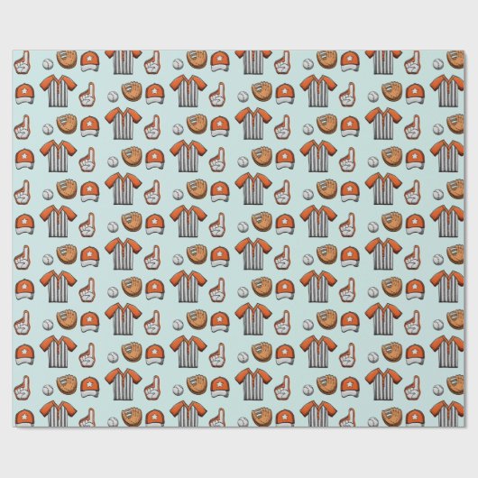 Baseball Equipment Illustrated Pattern Cadeaupapier (Vlak)