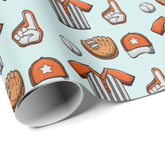 Baseball Equipment Illustrated Pattern Cadeaupapier (Rol Hoek)