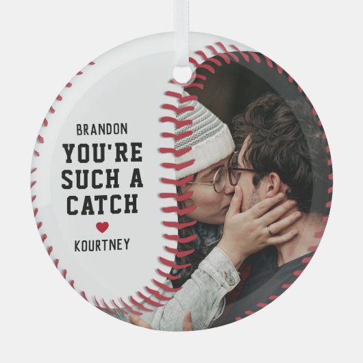 Baseball Fan Boyvriend Gift Kerstmis Glas Ornament (Voorkant)