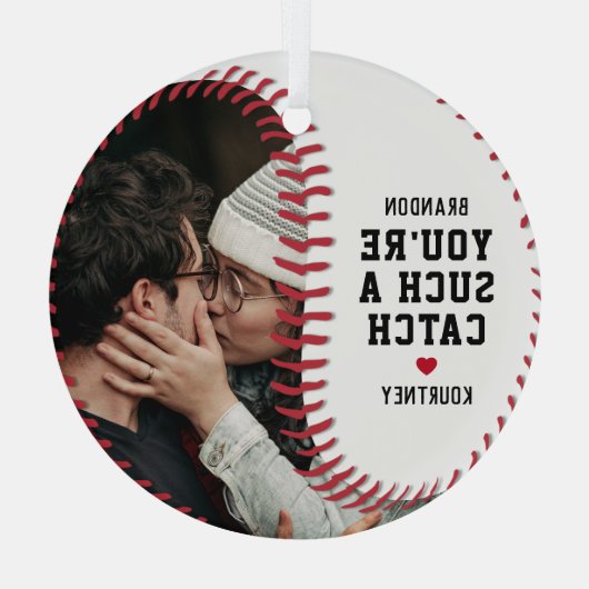 Baseball Fan Boyvriend Gift Kerstmis Glas Ornament (Achterkant)