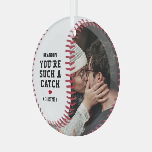 Baseball Fan Boyvriend Gift Kerstmis Glas Ornament (Voorkant links)