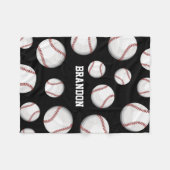 Baseball Fan Custom Name Black Fleece Deken (Voorkant (Horizontaal))