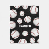 Baseball Fan Custom Name Black Fleece Deken (Voorkant)