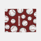Baseball Fan Custom Name Maroon Fleece Deken (Voorkant (Horizontaal))