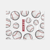 Baseball Fan Custom Name White Fleece Deken (Voorkant (Horizontaal))