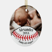 Baseball Fan Dad's Lil' Slugger with Photo Keramisch Ornament (Rechts)