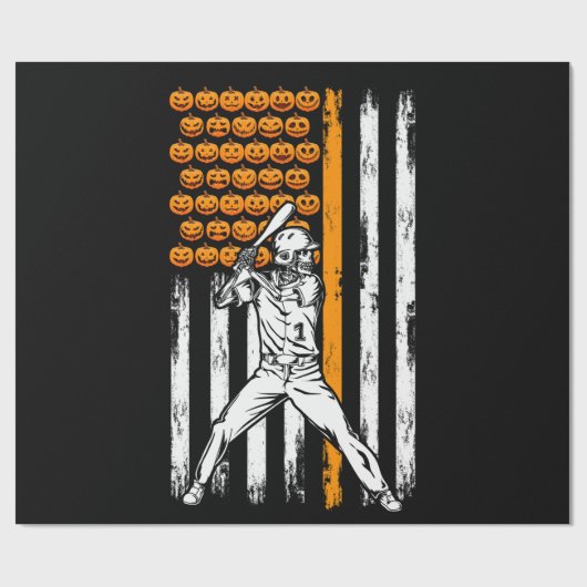 Baseball Fan Gift Skeleton Halloween Cadeaupapier (Vlak)