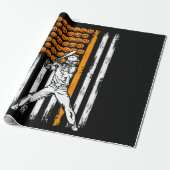 Baseball Fan Gift Skeleton Halloween Cadeaupapier (Uitgerold)