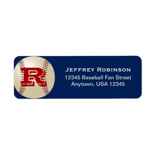 Baseball Fan Naam en Adres Label Monogram (Voorkant)