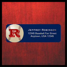Baseball Fan Naam en Adres Label Monogram