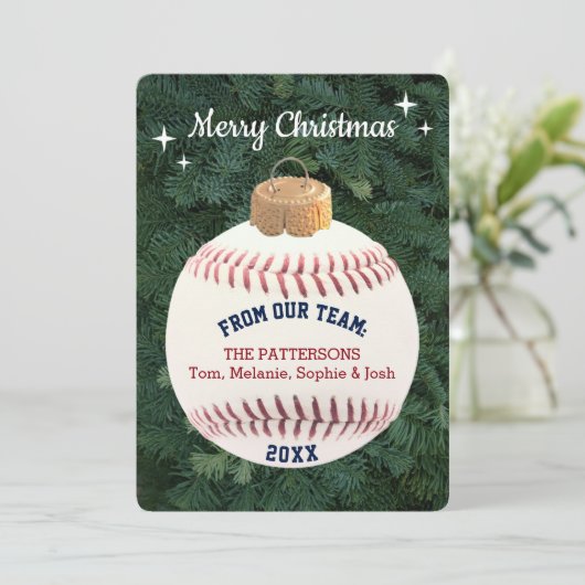 Baseball Fan Ornament Aangepaste Kaart voor kerstf (Staand voorkant)
