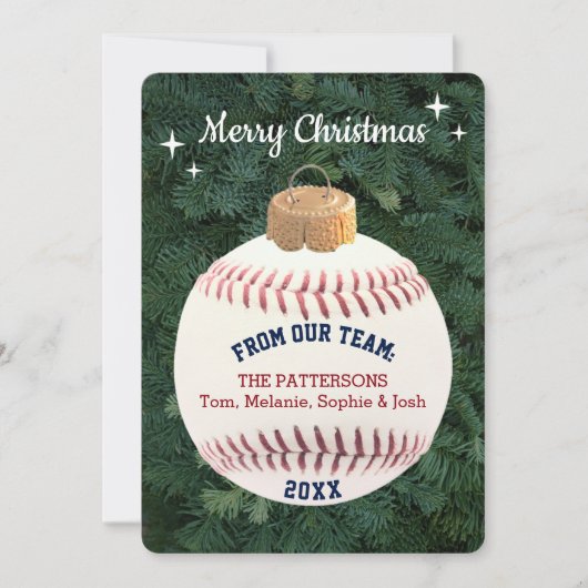 Baseball Fan Ornament Aangepaste Kaart voor kerstf (Voorkant)