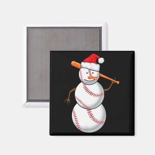 Baseball Fan Snowman Funny Christmas Gift  Magneet (Voorkant / Achterkant)
