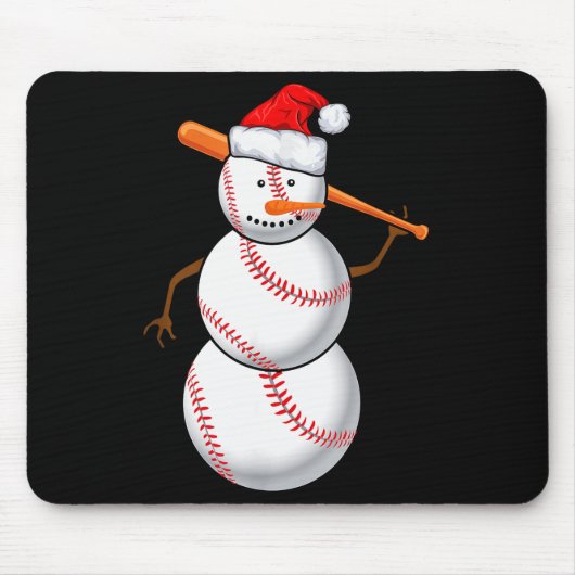 Baseball Fan Snowman Funny Christmas Gift  Muismat (Voorkant)