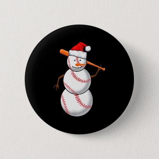 Baseball Fan Snowman Funny Christmas Gift  Ronde Button 5,7 Cm (Voorkant)