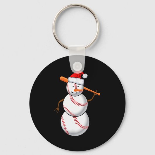 Baseball Fan Snowman Funny Christmas Gift  Sleutelhanger (Voorkant)