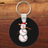 Baseball Fan Snowman Funny Christmas Gift  Sleutelhanger (Voorkant)