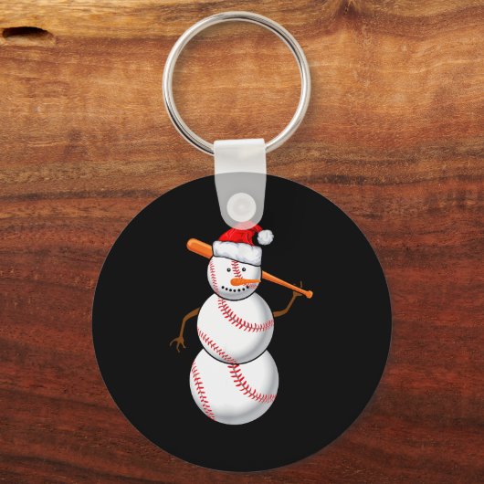 Baseball Fan Snowman Funny Christmas Gift  Sleutelhanger (Voorkant)