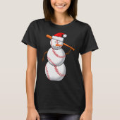 Baseball Fan Snowman Funny Christmas Gift  T-shirt (Voorkant)