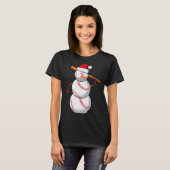 Baseball Fan Snowman Funny Christmas Gift  T-shirt (Voorkant volledig)