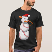 Baseball Fan Snowman Funny Christmas Gift  T-shirt (Voorkant)