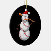 Baseball Fan Snowman Funny Kerstmis voor mannen Keramisch Ornament (Rechts)
