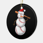 Baseball Fan Snowman Funny Kerstmis voor mannen Keramisch Ornament (Links)