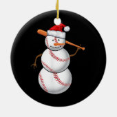 Baseball Fan Snowman Funny Kerstmis voor mannen Keramisch Ornament (Achterkant)