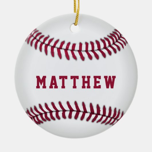 Baseball Fan Sports Voeg kerstmis toe Keramisch Ornament (Voorkant)