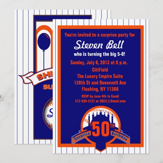 Baseball Fan Surprise Party 50 Kaart (Voorkant / Achterkant)