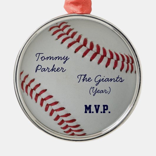 Baseball Fan-tastic_autografen-achtige medallion Metalen Ornament (Voorkant)